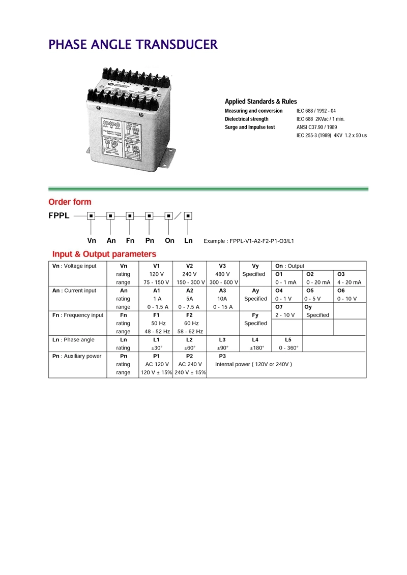 Fp-Phase Angle Power Transducer