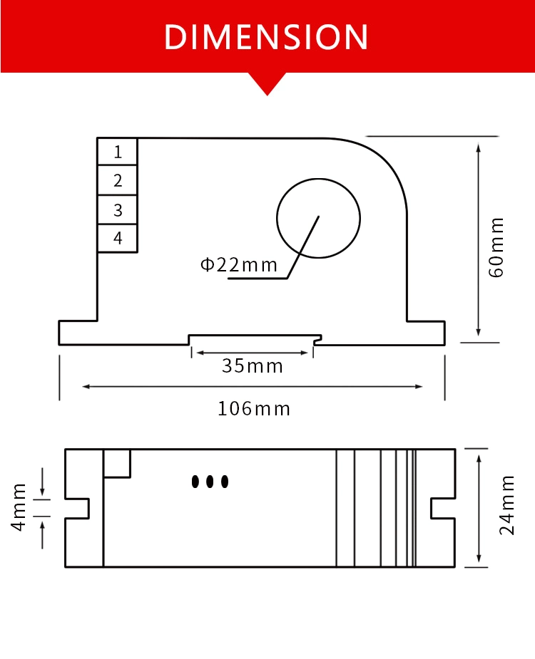 Warehouse DC Current Transducer 0-2000A/0-1000A/0-800A/0-500A/0-200A Input 4-20mA 0-10V 1-5V Ouptut DC24V Power Supplu with 22mm Hole for Sale