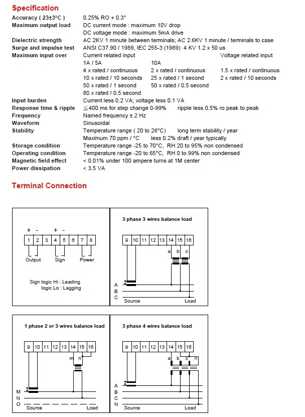 Fppf Power Factor Transducer