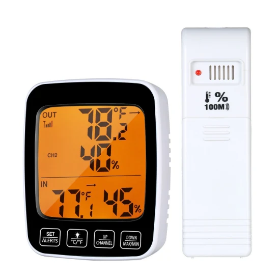 LCD Wireless Weather Station Temperature Humidity Gauge Monitor Touch Key