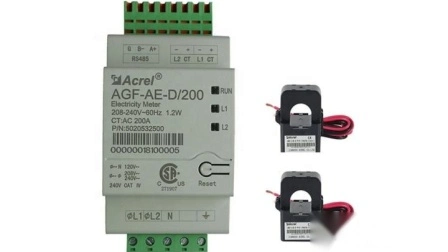 Acrel Agf-Ae-D/200 Single Phase Two Channels Solar Energy Power Meter Wired to Inverter for PV Monitoring System