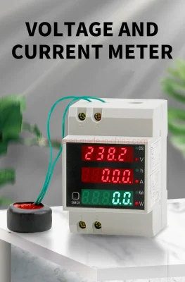 DIN Rail Watt Meter AC 110V 220V 380V 100A Ammeter Voltmeter Volt AMP Active Power Factor Time Energy Voltage Current